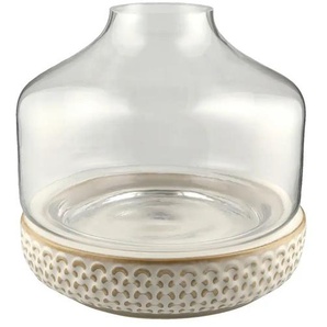 Vase mit Steinboden | transparent/klar | Glas,Steingut | 22 cm | 22.5 |