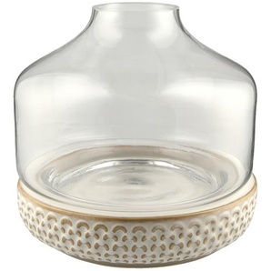 Vase mit Steinboden - transparent/klar - Glas , Steingut, Steingut, Glas - 22 cm - [22.5] | Möbel Kraft