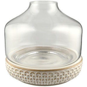 Vase mit Steinboden   ¦ transparent/klar ¦ Glas,Steingut ¦ Maße (cm): H: 22  Ø: 22.5
