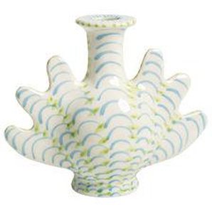 Vase Shellegance Medium keramik blau / Kerzenhalter - L 19 x H 15.5 cm - & klevering - Blau