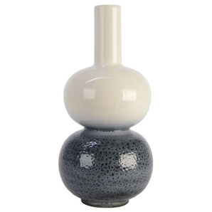 Vase, weiß/blau, Steingut, 41 cm