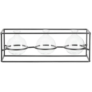 Vasen in Metallgestell   ¦ schwarz ¦ Metall,Glas ¦ Maße (cm): B: 33 H: 11 T: 10.0