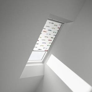 VELUX Verdunkelungsrollo Kids Rennautos manuell Rahmen weiß DKL M04 4654SWL