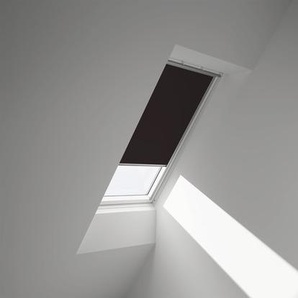 VELUX Verdunkelungsrollo uni dunkelbraun manuell Rahmen weiß DKL F04 4559SWL