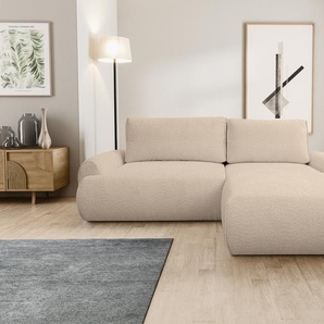 VENASI MOON Ecksofa Rechts mit Schlaffunktion und Bettkasten Eckcouch Sofa L Form Schlafsofa CAPPUCCINO