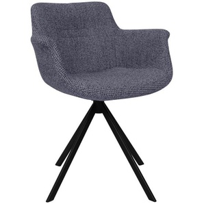 Venda Armlehnstuhl , Blau, Schwarz , Metall, Textil , eckig, A-Form , 60x80x60 cm , Stoffauswahl, Typenauswahl, Sitzfläche 360° drehbar , Esszimmer, Stühle, Esszimmerstühle, Armlehnenstühle