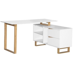 Venda Eckschreibtisch, Weiß, Eiche, Holz, Holzwerkstoff, Eiche, massiv, 2 Schublade(n) Schubladen, rechteckig, eckig, 120x75x140 cm, Bsci, Stauraum, Arbeitszimmer, Schreibtische, Eckschreibtische