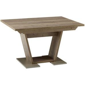 Venda Esstisch, Eiche, Edelstahl, rechteckig, Wange, Bodenplatte, 90x76 cm, in verschiedenen Größen erhältlich, Holzdekoren Variantenauswahl, Esszimmer, Tische, Esstische