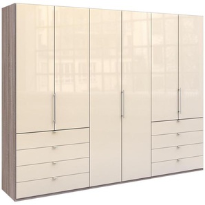 Venda Falttürenschrank Loft, Trüffeleiche, Magnolie, Holzwerkstoff, 6 Fächer, 8 Schubladen, 300x236x58 cm, Beimöbel erhältlich, umfangreiches Zubehör in verschiedenen Größen Holzdekoren erhältlich, Schlafzimmer, Kleiderschränke, Falttürenschrank