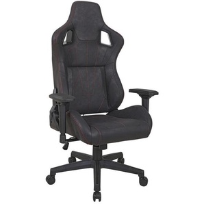 Venda Gamingstuhl, Schwarz, Kunststoff, Textil, Drehkreuz, 73x130-140x67 cm, Sitzfläche 360° drehbar, inklusive Armlehnen, Kinder- & Jugendzimmer,