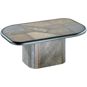 Venjakob Couchtisch, Mehrfarbig, Schiefer, Metall, Stein, rechteckig, U-Form, 126x48-64x76 cm, Goldenes M, Made in Germany, Dgm, höhenverstellbar,