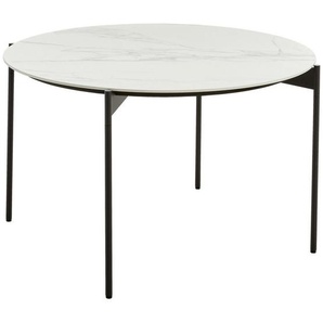 Venjakob Couchtisch , Schwarz, Weiß , Metall, Keramik , rund , Rundrohr , 83x42 cm , Goldenes M, Dgm, Handmade in Germany , Wohnzimmer, Wohnzimmertische, Couchtische, Metall-Couchtische