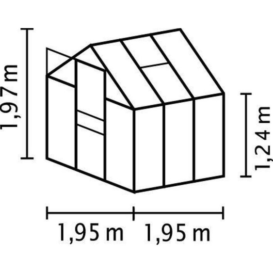 Venus 3800 ESG 3mm, alu Gewächshaus Vitavia Pflanzen Kräuter 1 Dachfenster Anbau