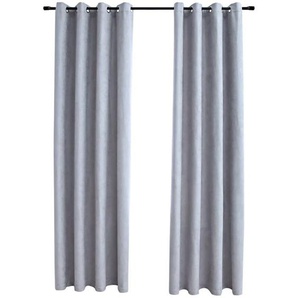 Verdunkelungsvorhänge mit Metallösen 2 Stk. Grau 140x225 cm Vidaxl