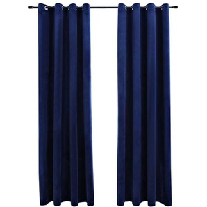 Verdunkelungsvorhänge mit Ösen 2 Stk. Samt Dunkelblau 140x225cm Vidaxl