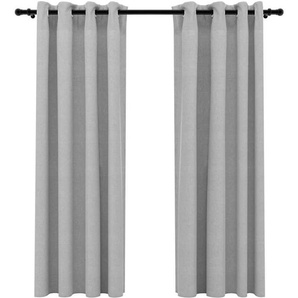 Verdunkelungsvorhänge Ösen Leinenoptik 2 Stk. Grau 140x175 cm Vidaxl