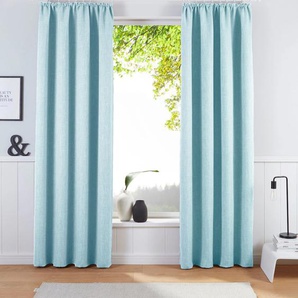 Verdunkelungsvorhang BRUNO BANANI Bela Gardinen Gr. 175 cm, Kräuselband, 130 cm, blau (blaugrau) Kräuselband Gardine blickdicht, meliert, verschiedene Größen