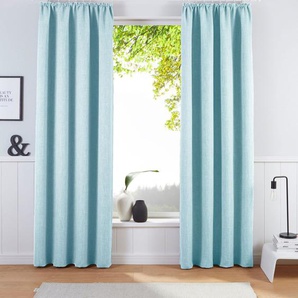 Verdunkelungsvorhang BRUNO BANANI Bela Gardinen Gr. 225 cm, Kräuselband, 270 cm, blau (blaugrau) Kräuselband Gardine blickdicht, meliert, verschiedene Größen