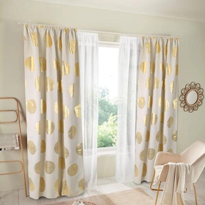 Verdunkelungsvorhang MY HOME Kreise Gardinen Gr. 225 cm, Kräuselband, 135 cm, beige (sand, goldfarben) Kräuselband Gardine Foliendruck