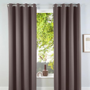 Verdunkelungsvorhang MY HOME Solana Gardinen Gr. 145 cm, Ösen, 140 cm, grau (kitt) Ösen Gardine 2-er Set, Breite 140 cm, einfarbig