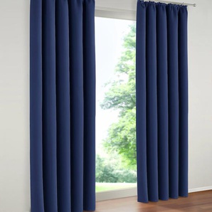 Verdunkelungsvorhang MY HOME Solana Gardinen Gr. 175 cm, Kräuselband, 140 cm, blau (dunkelblau) Kräuselband Gardine 2er-Set, Breite 140 cm, einfarbig