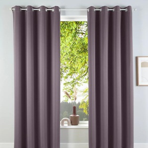 Verdunkelungsvorhang MY HOME Solana Gardinen Gr. 295 cm, Ösen, 140 cm, grau (anthrazit) Ösen Gardine 2-er Set, Breite 140 cm, einfarbig