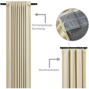 Verdunklungsgardine mit Kräuselband (2 Stück) beige 140x245 cm - Woltu