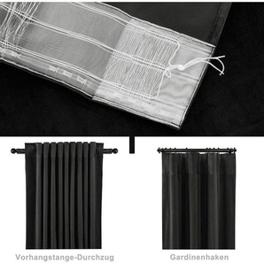 Verdunklungsgardine mit Kräuselband (2 Stück) schwarz 140x270 cm - Woltu