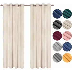 Verdunklungsgardine mit Ösen in vielen Farben, (2 Stück) beige 140x245 cm - Woltu