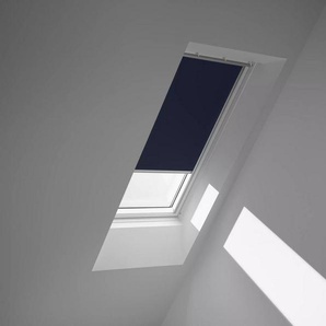 Verdunklungsrollo DKL 1100S, VELUX, verdunkelnd, ohne Bohren, in Führungsschienen, VELUX »Pick & Click!«, Stoff dunkelblau mit weißen Führungsschienen & Griffleiste