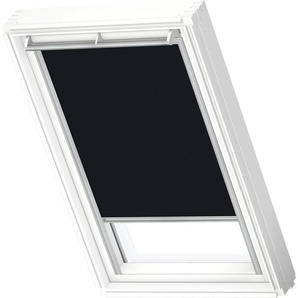Verdunklungsrollo DKL 3009S, VELUX, verdunkelnd, ohne Bohren, in Führungsschienen, VELUX »Pick & Click!«, Stoff schwarz mit weißen Führungsschienen & Griffleiste