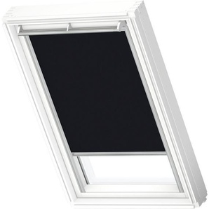 Verdunklungsrollo DKL 3009S, VELUX, verdunkelnd, ohne Bohren, in Führungsschienen, VELUX »Pick & Click!«, Stoff schwarz mit weißen Führungsschienen & Griffleiste