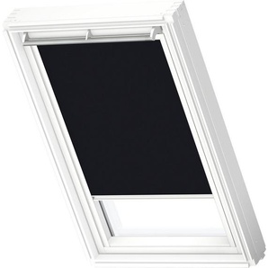 Verdunklungsrollo DKL 3009SWL, VELUX, verdunkelnd, ohne Bohren, in Führungsschienen, VELUX »Pick & Click!«, Stoff schwarz mit alufarbenen Führungsschienen & Griffleiste
