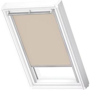Verdunklungsrollo DKL 4556S, VELUX, verdunkelnd, ohne Bohren, in Führungsschienen, VELUX »Pick & Click!«, Stoff sandbeige mit weißen Führungsschienen & Griffleiste