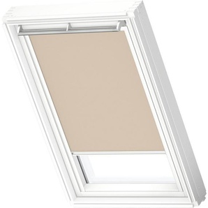 Verdunklungsrollo DKL 4556SWL, VELUX, verdunkelnd, ohne Bohren, in Führungsschienen, VELUX »Pick & Click!«, Stoff sandbeige mit alufarbenen Führungsschienen & Griffleiste