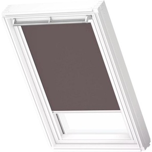 Verdunklungsrollo DKL 4577SWL, Farbe: taupe, VELUX, verdunkelnd, ohne Bohren, in Führungsschienen, VELUX »Pick & Click!«, weiße Führungsschienen & Griffleiste