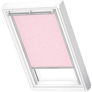 Verdunklungsrollo DKL 4659S, Motiv: Kids Rosa Sterne, VELUX, verdunkelnd, ohne Bohren, in Führungsschienen, VELUX »Pick & Click!«, alufarbene Führungsschienen & Griffleiste