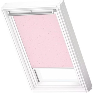 Verdunklungsrollo DKL 4659SWL, Motiv: Kids Rosa Sterne, VELUX, verdunkelnd, ohne Bohren, in Führungsschienen, VELUX »Pick & Click!«, weiße Führungsschienen & Griffleiste