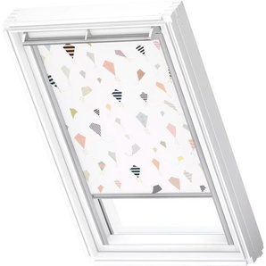 Verdunklungsrollo DKL 4667S, Motiv: Kids Drachen, VELUX, verdunkelnd, ohne Bohren, in Führungsschienen, VELUX »Pick & Click!«, alufarbene Führungsschienen & Griffleiste