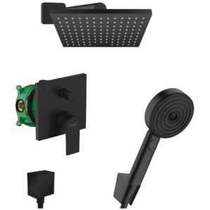Vernis Shape All-in-One Duschset mit Kopfbrause 230 + Handbrause 2 Strahlarten, Mattschwarz - Hansgrohe