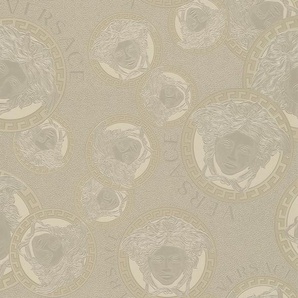 VERSACE Vliestapete Wallpaper Versace 5 Medusakopf Metallic Tapeten Designertapete Gr. B/L: 0,7 m x 10,05 m, Rollen: 1 St., silberfarben Vliestapeten