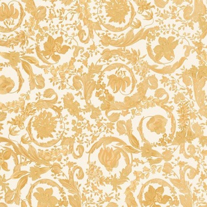 VERSACE Vliestapete Wallpaper Versace 5 Floral Tapeten Designertapete Gr. B/L: 0,7 m x 10,05 m, Rollen: 1 St., goldfarben (goldfarben, weiß) Vliestapeten