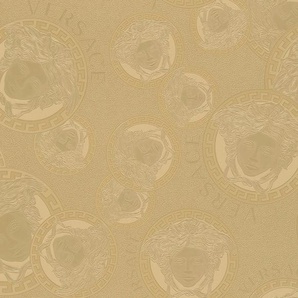 Versace Vliestapete Wallpaper Versace 5 Medusakopf Metallic, leicht strukturiert, hochglänzend, (1 St), Designertapete
