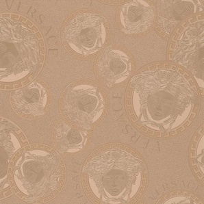 Versace Vliestapete Wallpaper Versace 5 Medusakopf Metallic, leicht strukturiert, hochglänzend, (1 St), Designertapete