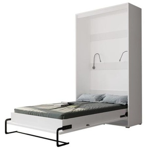 Vertikal einziehbares Bett, Matratzengröße 120 x 200, Farbe Weiß und Hochglanzweiß, Concept Range
