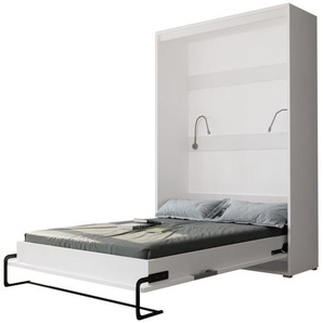 Vertikal einziehbares Bett, Matratzengröße 140 x 200, Farbe Weiß und Hochglanzweiß, Concept Range