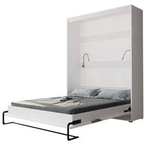 Vertikal einziehbares Bett, Matratzengröße 160 x 200, Farbe Weiß und Hochglanzweiß, Concept Range