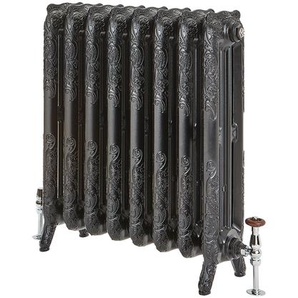 Verzierter Gusseisen-Heizkörper - 768mm x 667mm, 1466W - Schwarz - Charlotte