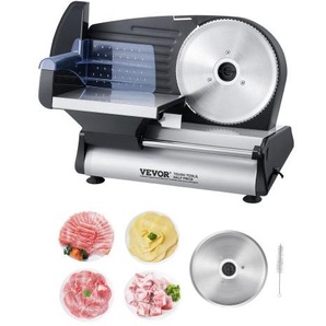 VEVO kommerzieller Fleischschneider, 180 W Gefrierfleischschneider mit 2 hochwertigen Edelstahlklingen, 0-15 mm einstellbare Dicke, elektrische Feinkost-Schneidemaschine für Fleisch, Gemüse, Brot DRQPJ180WSDPGJYA2V2