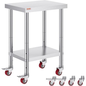 Arbeitstisch 24 x 18 x 34  Edelstahl Catering Arbeitstisch 100 kg für Belastbarkeit Lebensmittel Zubereitungstisch Gewerbliche Arbeitstisch für